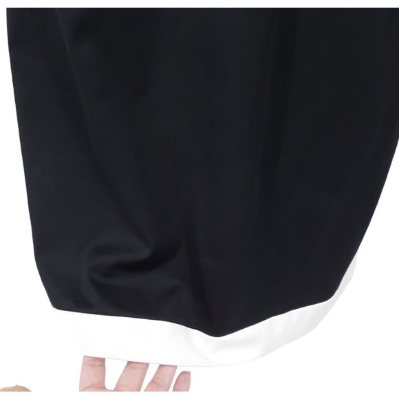 NEW Kay Unger Black White Trim Strapless Mini Cocktail Dress 10 Ruched Sheath - Picture 3 of 11